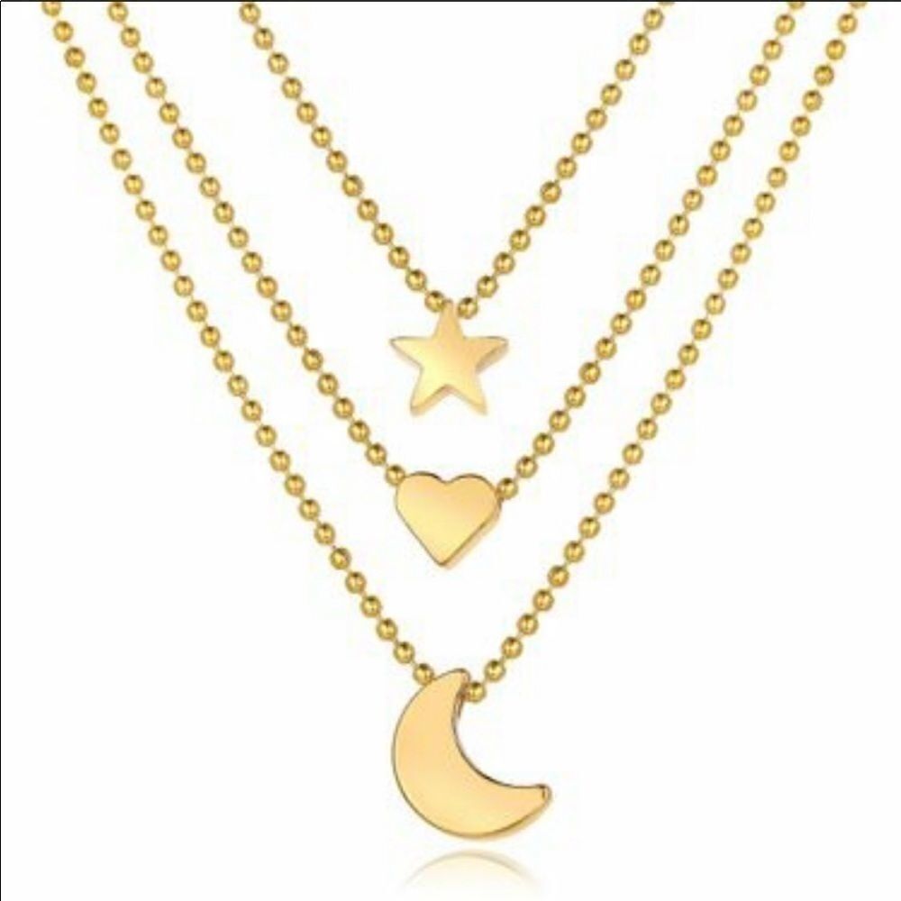 Necklace multilayer Star Moon Heart Chic cute